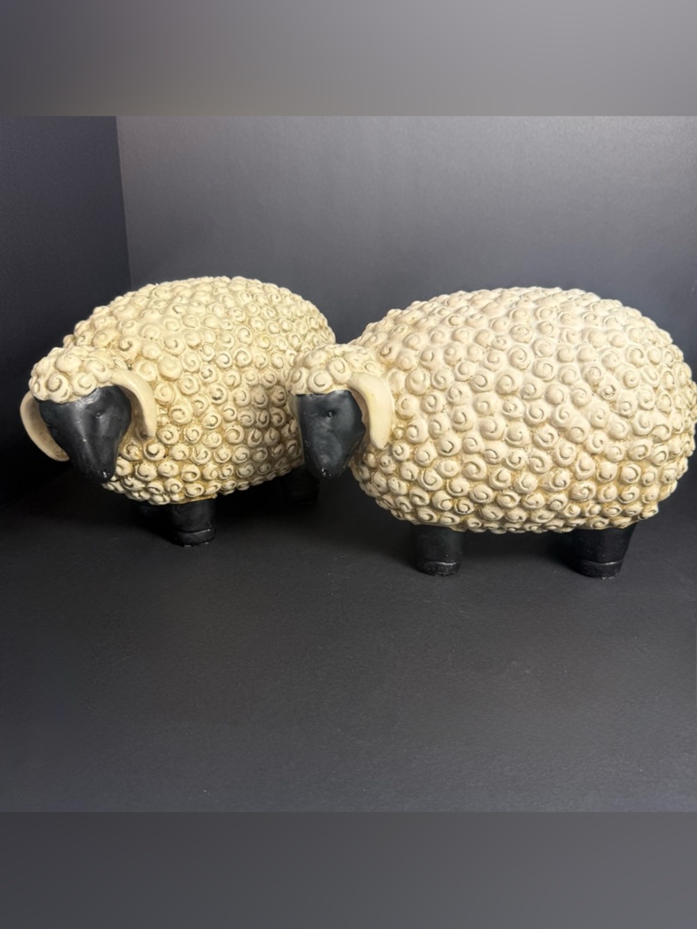 Vintage Set Of 2 Design Toscano Medium 11x6 Counting Sheep Resin Sheep Sculpture